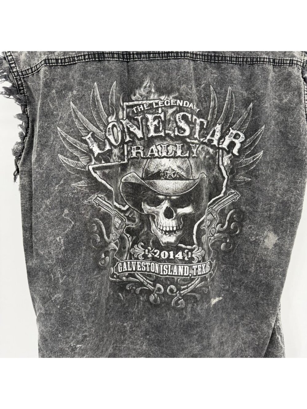 Vance Biker Wear Lone Star Rally 2014 distressed cut off shirt size XL acid wash
